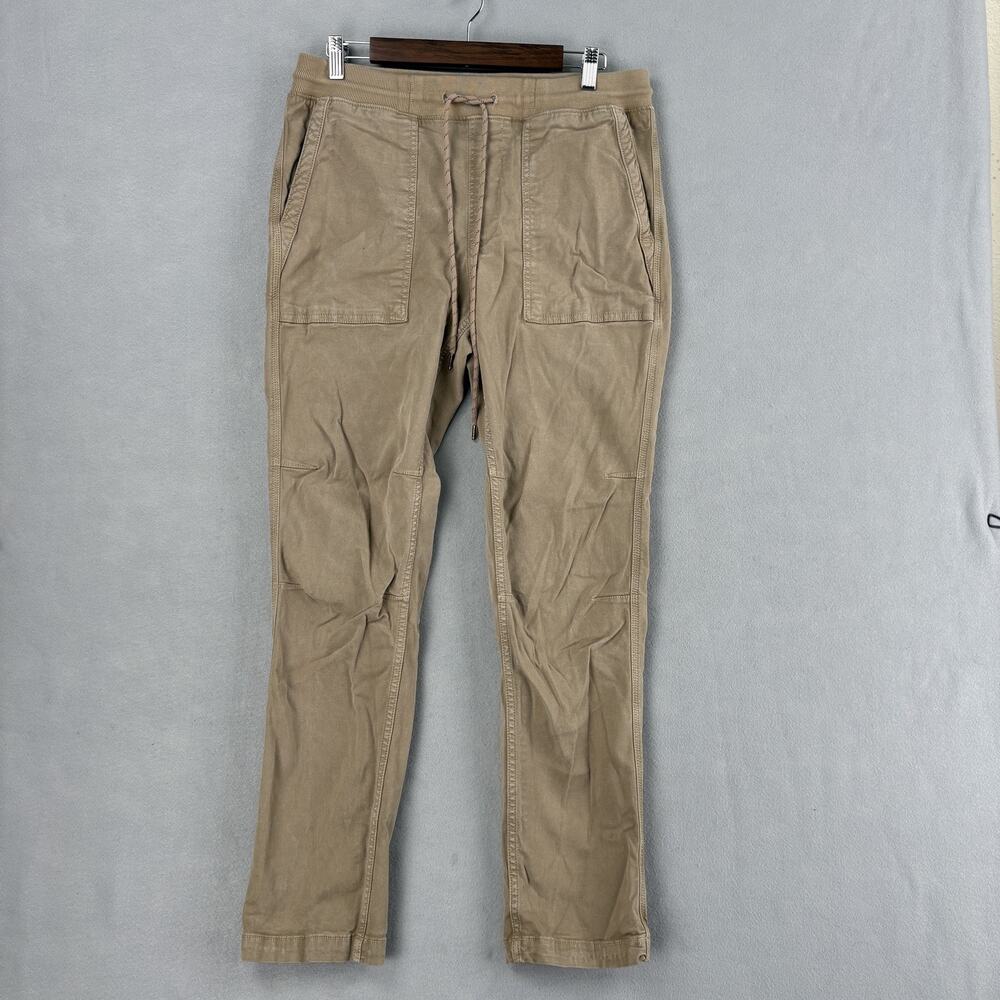 Faherty Traveler Pants Mens Medium Beige Canvas Jogger Elastic Drawstring Waist